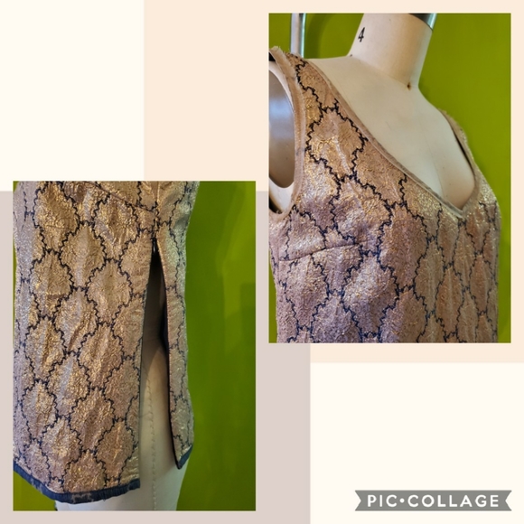 Prada Metallic Tapestry V-Neck Side Zip Tank Top - Picture 5 of 6